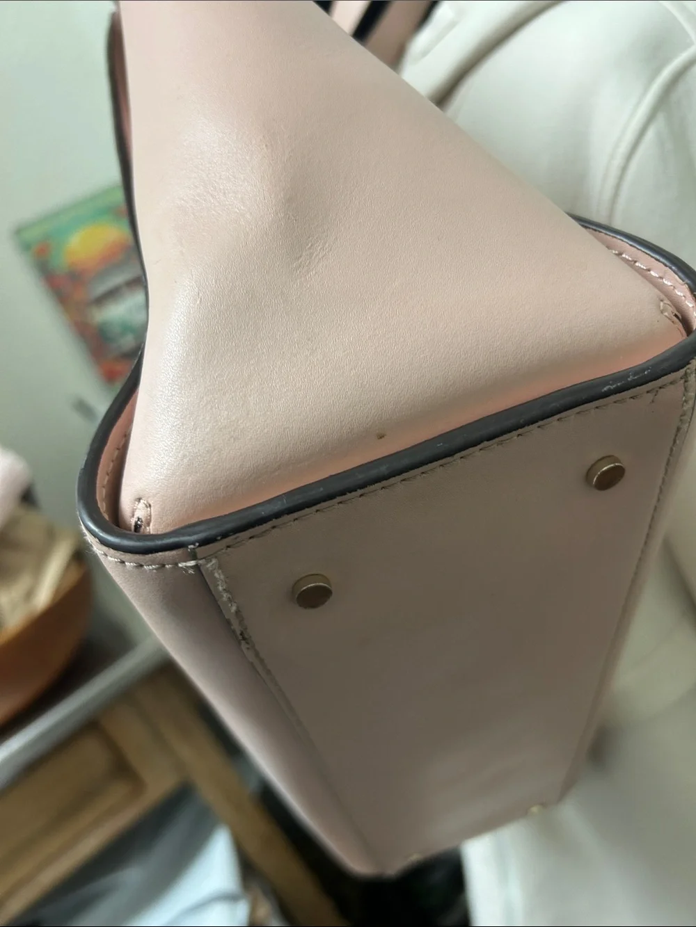 kate spade blush scallop-edge leather tote